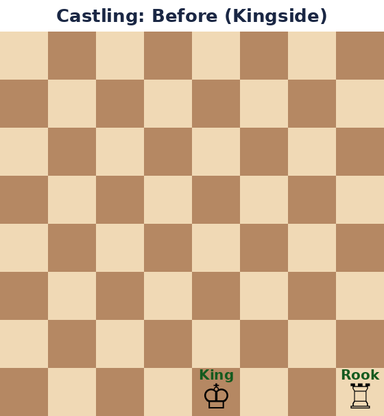 Chess pieces before castling