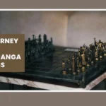 Decorative chess set representing the journey from chaturanga to modern chess