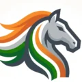 Logo of Chess Bharat, in which a vector image of a chess piece "Knight" is wrapped in the tricolour